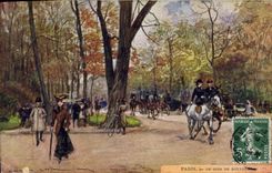 Vintage Postcard Fantasy Illustrator Stein Paris the Bois de Boulogne Horse
