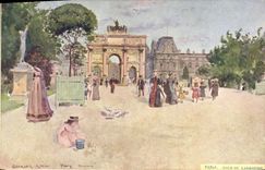 Vintage Postcard Fantasy Illustrator Stein Paris Louvre Court of the Carousel