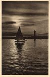 Vintage Postcard Headlight Cannes Sunset