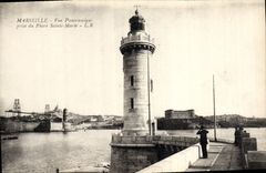 Vintage Postcard Marseilles Headlight Seen panoramic Holy catch of the headlight Marie