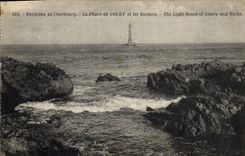 Vintage Postcard Surroundings of Cherbourg the Headlight of Goury and rocks