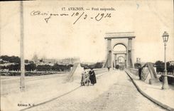 Vintage Postcard Suspended bridge Avignon Velo Cycles