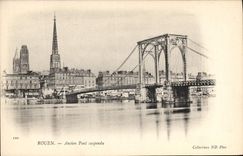 Vintage Postcard Old Rouen Suspended bridge