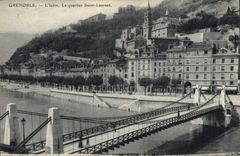 Vintage Postcard Grenoble Bridge Isere the St Laurent district