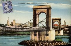 Vintage Postcard Suspended bridge inaugurates in 1809 Avignon