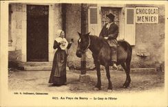 Vintage Postcard Folklore With the country of Berry one for the road Horse Menier Chocolate