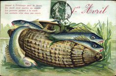 Vintage Postcard Fantasy Flowers Poissosn April 1st