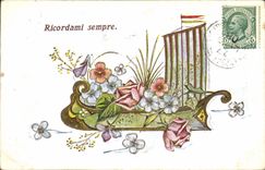 Vintage Postcard Fantasy Flowers Boat Galley