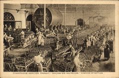 CPA Folklore Vin Vendange Champagne Mercier Epernay Rincage des bouteilles