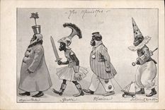 CPA Publicite Les ministres Agriculture Marine Guerre Interieur Negre 