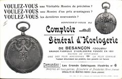 CPA Publicite Besancon Vallee de Casamene et Ile Malpas Montre Comptoir General d'Horlogerie 