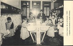 Vintage Postcard Publicity Family Union Street of Charonne Paris Children Domestic School