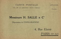 Vintage Postcard Publicity Room Iodo Maisine Street Elzevir Paris 3rd