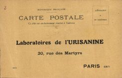 Vintage Postcard Publicity Laboratories of Urisanine Street of the Paris Martyrs 9th