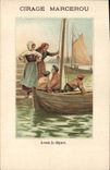 Vintage Postcard Publicity Marcerou Waxing Before the departure Boat Boat