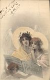 Vintage Postcard Illustrator Fantasy Women Angel
