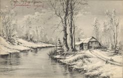 Vintage Postcard Illustrator Fantasy House