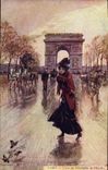 Vintage Postcard Paris Illustrator the Triumphal arch of Star
