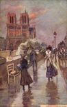 Vintage Postcard Paris Illustrator Notre Dame