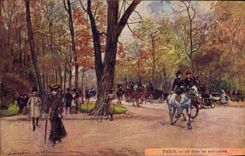 Vintage Postcard Paris Illustrator the Bois de Boulogne Horse