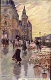 Vintage Postcard Paris Illustrateur Caretaker's lodge Goes to the flowers