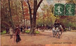 Vintage Postcard Paris Illustrator the Bois de Boulogne Revillon Chocolate