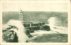 Vintage Postcard Headlight Vendres Port the headlight and the pier