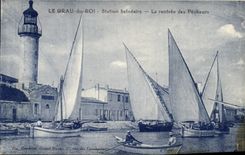 Vintage Postcard Headlight Grau of the King the re-entry of the sinners Boats