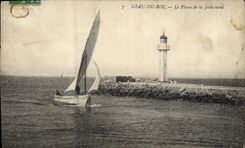 Vintage Postcard Grau Headlight of the King the headlight of the Northern pier Boat