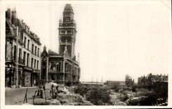 Vintage Postcard Militaria Dunkirk Street Clemenceau and Rue of the Quay