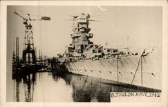Vintage Postcard Militaria Warship Toulon November 1942