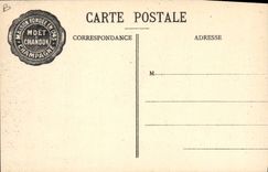 Vintage Postcard Folklore Wine Vineyard Grape harvest Moet Champagne and Chandon Arrangement of the bottled wines