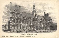 Vintage Postcard Folklore Wine Vineyard Grape harvest Champagne Rheims Town hall Vue of a cellar has desks