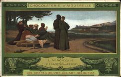 Vintage Postcard Publicity Chocolate factory of Aiguebelle Benouville St François d' Assise