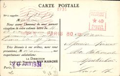 Postal Publicidad a Bon Marché París Nuevos almacenes Galería Pomone