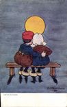 Vintage Postcard Fantasy Children lunar Idyll