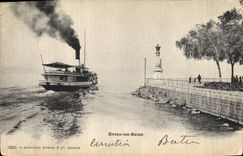 Vintage Postcard Evian Headlight the Baths Boat
