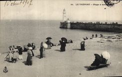 Vintage Postcard Headlight Treport Beach