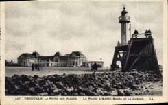 Vintage Postcard Phare has low tide and the casino Trouville Reine of the beaches