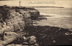 Vintage Postcard Headlight St Georges de Didonne rocks of hell and the point of Suzac