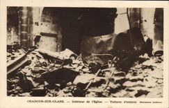 Modern Postcard Militaria Oradour on Gleans Interior of the church Baby carriages