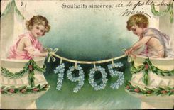 Postal Fantasia Flores Niños Año 1905