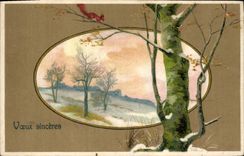 Postal Fantasia Árbol Ardilla