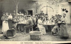 Vintage Postcard Wine Grape harvest Meal of vintagers SIGNAL