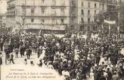 Vintage Postcard Vin Montpellier Grape harvest the meeting of June 9th has Montpellier Place arrived Station of the delegations SIGNAL