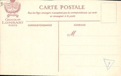 Postal Publicidad Chocolate Lombart Señorita Busc y Sr. Corset