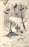 Vintage Postcard Fantasy Birds Christmas Pheasants