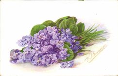 Postal Fantasia Flores Violeta de Parma