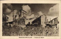 Modern Postcard Militaria Oradour on Gleans Ruins of the church
