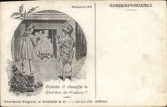 CPA Publicite Charbons anglais Hudson Quai louis XVIII Bordeaux Enfants